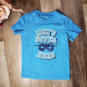 OshKosh Originals Blue Cotton "Mom's Super Hero" Graphic T-Shirt Size 3T NWOT